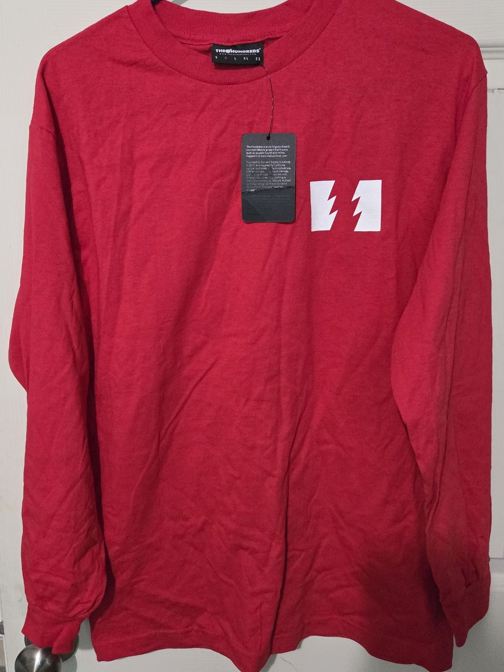 The Hundreds Red Long Sleeve Tee with White Lightning Logo